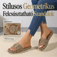 👡 Divatos, geometrikus mintás, vastag talpú szandál