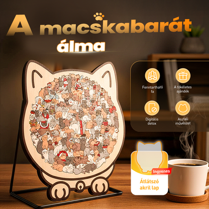 🎁 Karácsonyi akció: 49% kedvezmény 🎅 135 darabos, macska alakú fa kirakós játék Morandi színekben🐱