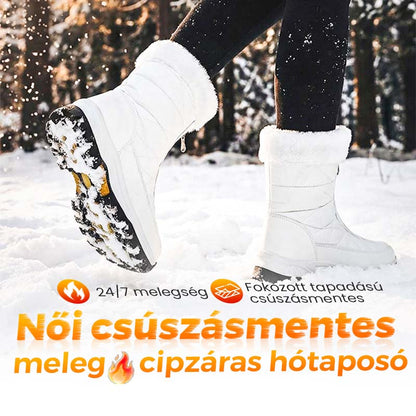 🔥 Női csúszásmentes, meleg cipzáras hótalpú csizma