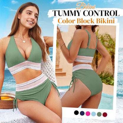 🔥Most kapható💥 – 👙 Magas derekú, hasformáló, többszínű bikini szett