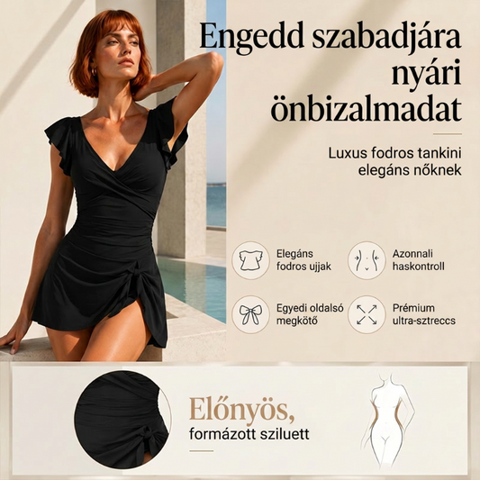 🩱🌸Elegáns női fürdőruha, V-kivágással és hasformáló hatással