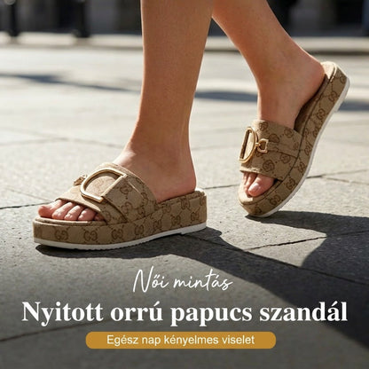 👡 Divatos, geometrikus mintás, vastag talpú szandál