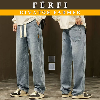 【M-4XL】👖Férfi laza, egyenes fazonú farmernadrág – Kényelmes és kényelmes