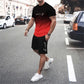 🌈👕Férfi színátmenetes póló és rövidnadrág szett 🩳