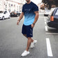 🌈👕Férfi színátmenetes póló és rövidnadrág szett 🩳