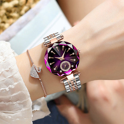 ✨Női luxus, fényes, vízálló rozsdamentes acél óra⌚