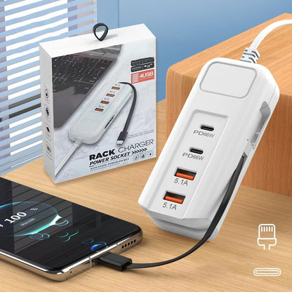 ⚡🔌 Többfunkciós gyors töltő elosztó - 2PD + 2USB | Otthonra, irodába és utazáshoz egyaránt alkalmas