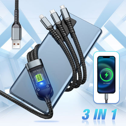⚡️📱 100 W-os átlátszó, megvilágított töltőkábel az ultragyors 3 az 1-ben töltéshez
