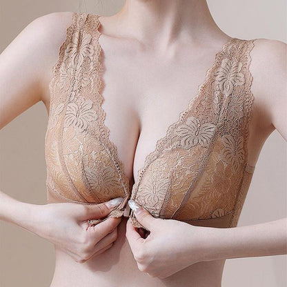 💖Csipke nyitott gomb lezárása Anti-Sagging légáteresztő melltartó