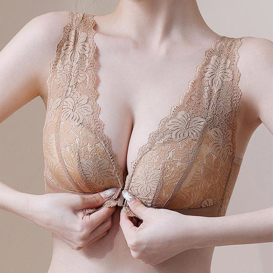 💖Csipke nyitott gomb lezárása Anti-Sagging légáteresztő melltartó