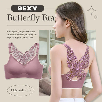 🦋💞Pillangós hímzésű, merevítő nélküli melltartó – merevítő nélküli emelő hatás, egész napos tartás