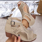 👡 Elegáns lélegző áttört magas sarkú nyitott orrú szandál