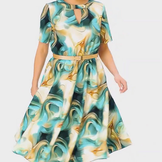 👗 Elegancka sukienka z krótkim rękawem (z paskiem)