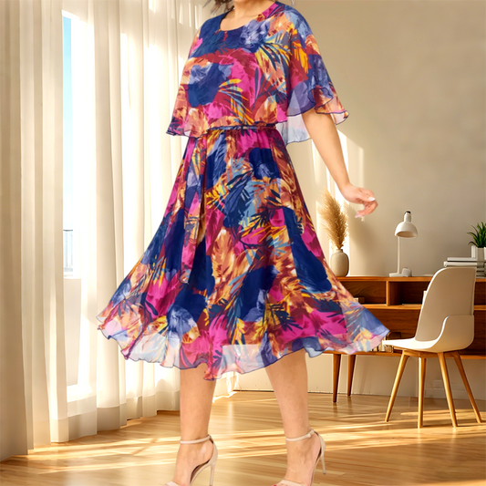 👗 Elegancka damska sukienka z półrękawkiem w kwiaty