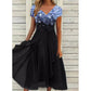 Women's Summer V-Neck Printed Patchwork Dress