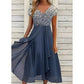 Women's Summer V-Neck Printed Patchwork Dress