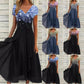 Women's Summer V-Neck Printed Patchwork Dress