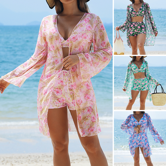 🌸 👙 Γυναικείο σετ μπικίνι 3 τεμαχίων με κάλυμμα
