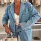 Women's Fashion Casual Loose Blue Denim Blazer