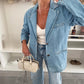Women's Fashion Casual Loose Blue Denim Blazer