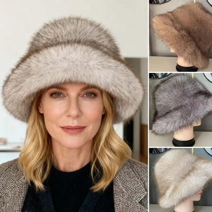 👒Elegáns, meleg, puha műszőrme halászsapka
