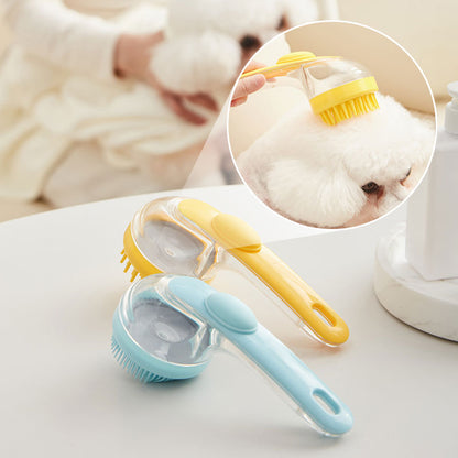 🚿 Hosszú nyelű fürdőkefe állatoknak, samponadagolóval🐾