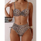 👙Női, magas derekú, leopárdmintás bikini szett (felső és alsó)