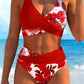 🌸Divatos, mintás, magas derekú bikini szett nőknek👙