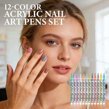 💅12 színű akril körömlakk-festőecset szett