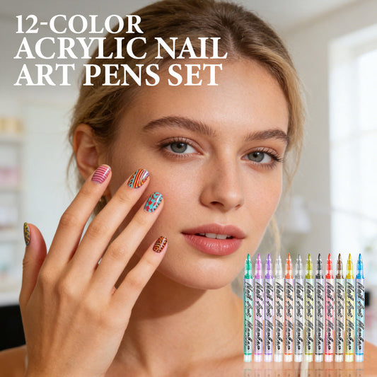 💅12 színű akril körömlakk-festőecset szett