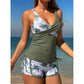 👙Trópusi mintás, magas derekú tankini és rövidnadrág szett🌴