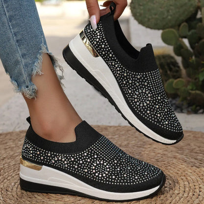 💎Női strasszos, hálós anyagú szabadidőcipő👟