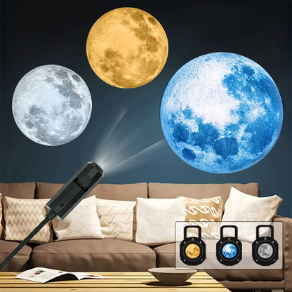 🌌🌙USB-s Galaxis és Hold vetítő éjszakai lámpa