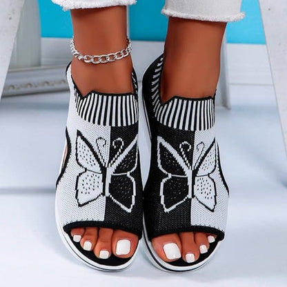 🦋👡Női szabadidős, nyitott orrú, vastag talpú strandpapucs🏖️