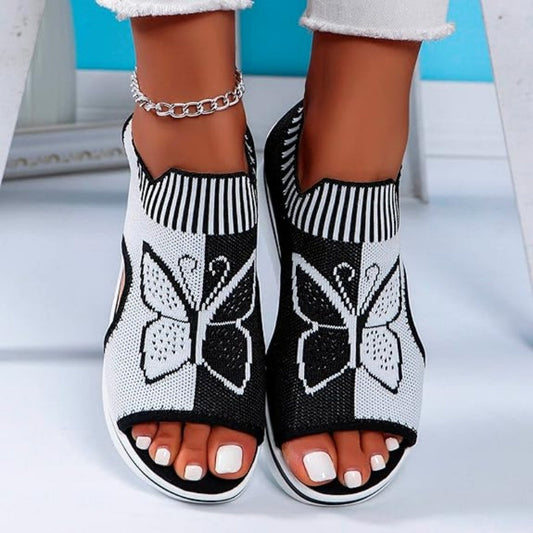 🦋👡Női szabadidős, nyitott orrú, vastag talpú strandpapucs🏖️