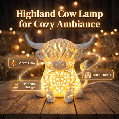 💡Meleg fényű, hegyvidéki tehenes asztali lámpa🐮