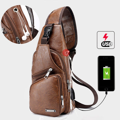 🎁Gyönyörű ajándék – férfi multifunkcionális, kiváló minőségű bőr mellkasi táska🎒