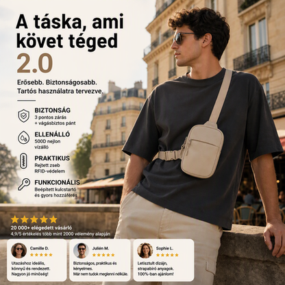🎒Továbbfejlesztett utazó válltáska 2.0 – lopásgátló kialakítás és 500D-s strapabíró anyag ✨