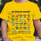 🦖👕Gyerekeknek szóló, dinoszauruszos betűmintás póló