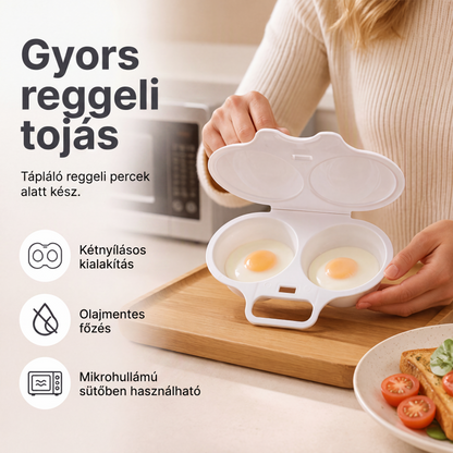 🥚 🍳 Kétkamrás mikrohullámú tojásfőző – élelmiszeripari minőségű PP anyagból 🌿