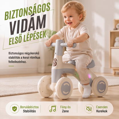 🛴 Zene- és fényeffektes egyensúlyozó kerékpár csecsemőknek és kisgyermekeknek