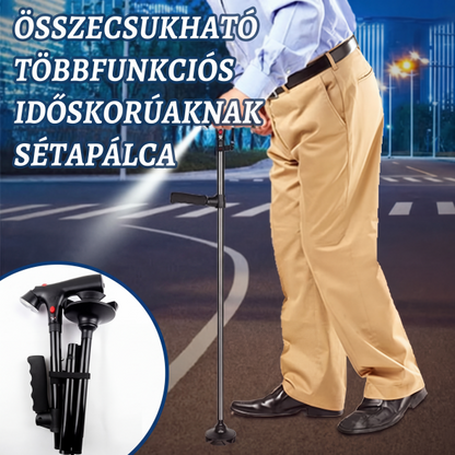 ❤️LED-es világítással ellátott összecsukható mankó, kifejezetten idősek számára tervezve🦯