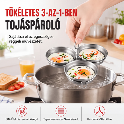 🍳🥚3 az 1-ben rozsdamentes acél tojásfőző forma