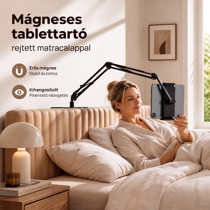 🛏️ Nézze tabletjét az ágyban, szabad kezekkel – mágneses tablettartó rejtett matracállvánnyal.
