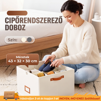 🧺✨ Szövetből készült cipőtároló doboz – összecsukható, nagy kapacitású, porálló és lélegző, szekrénybe és hálószobába🏠