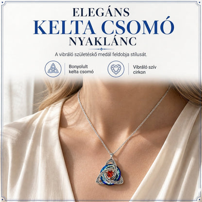 💎 Keltikus csomós nyaklánc – szív alakú cirkónia, 12 színben, állítható hosszúságú. Egy elegáns ajándék a kedvesednek! ✨💖
