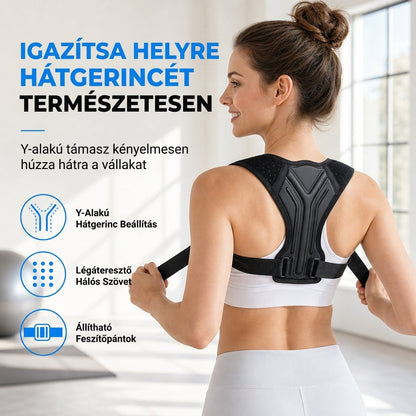 ✨Légáteresztő háttámla és testtartásjavító pánt – ergonómikus, kétpántos állítás – láthatatlan gerincferdülés-megelőzés felnőtteknek és gyermekeknek 🎽