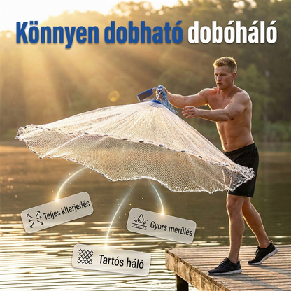 🎣 Easy-Throw dobóháló – erős háló, gyorsan süllyed és kényelmes fogású – nélkülözhetetlen horgászfelszerelés minden vízhez 🌊🎯