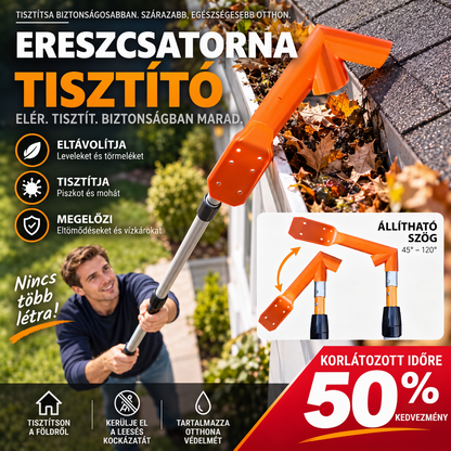 🏠🧹 Esőcsatorna-tisztító – létra nélkül, gyorsan eltávolítja a lehullott leveleket és a szennyeződéseket 🍂