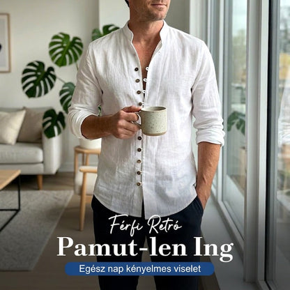 👔 Élvezze a klasszikus stílust és a légáteresztő kényelmet – Férfi retro pamut‑len ing 🌿✨